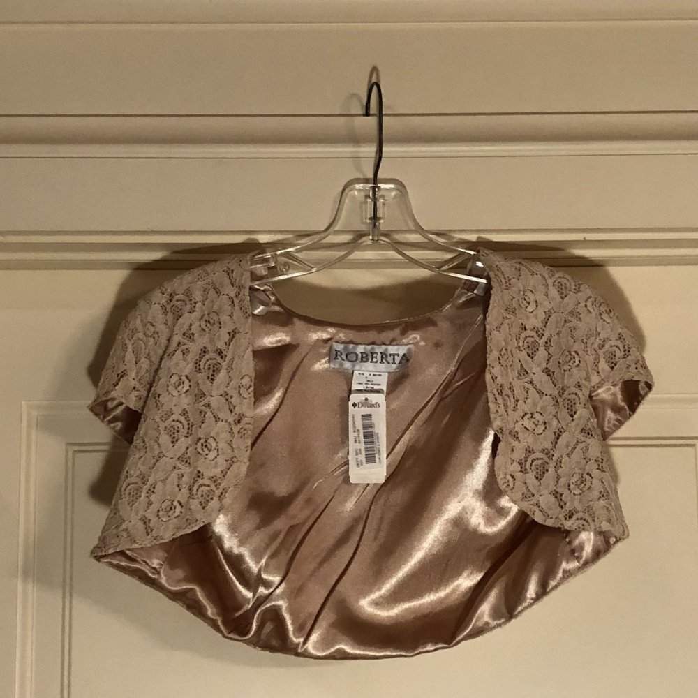 Dillard's - Bolero Sweater - Gold - Lace - Sz S